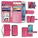 Xhorizon Leather Folio Case with Wristlet Lanyard, Card Slots and Magnetic Closure for Samsung Galaxy S4 (I9500) - Rose Red