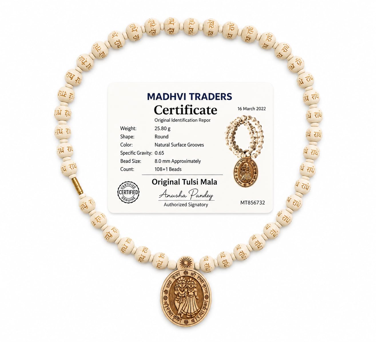 POOJAWAVE Original Tulsi mala with Shri Radha Krishna With Name Pure Tulsi Beads for Neck, Men, Women, Boys and Girls (12 Inch)-picture-26