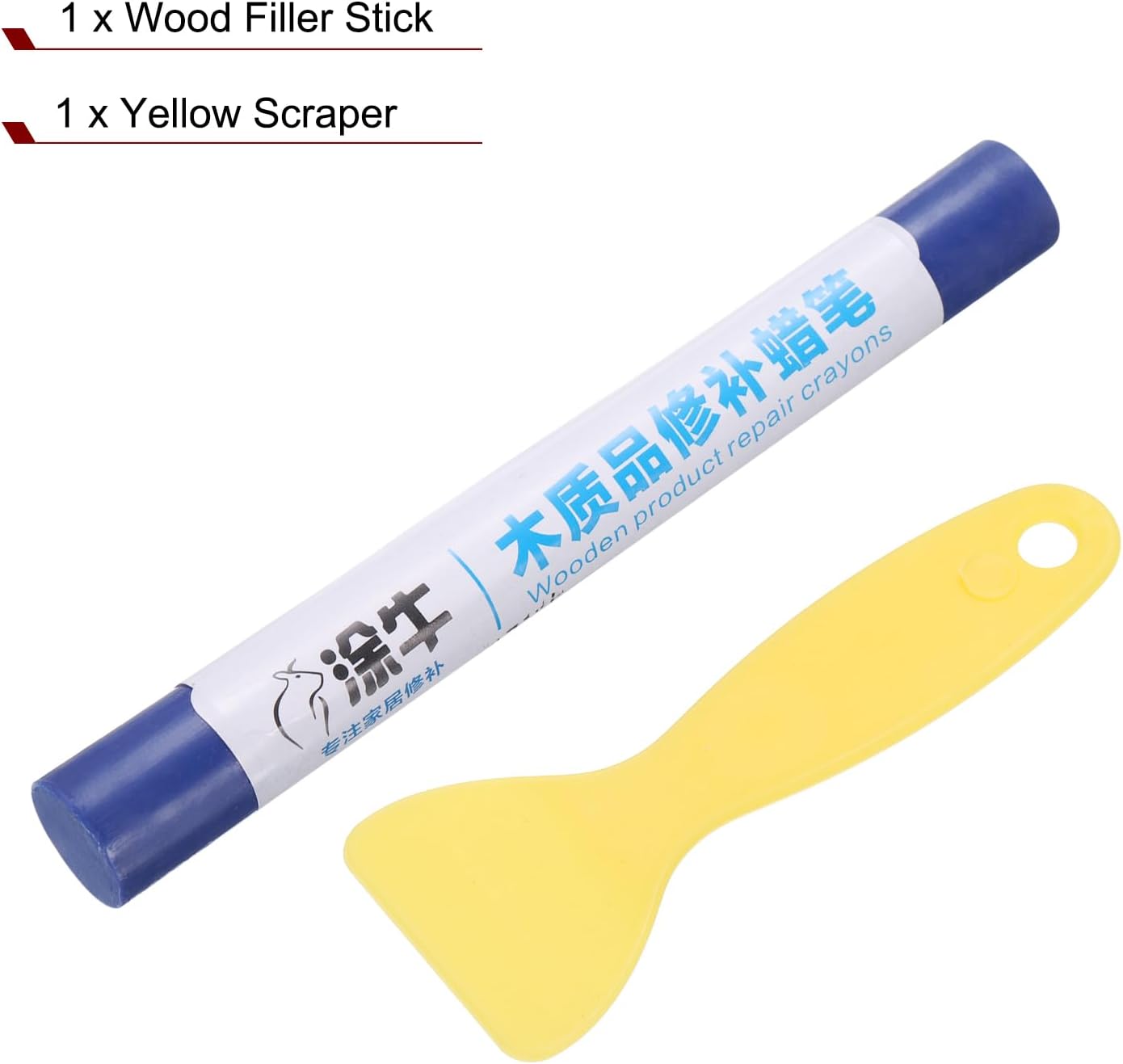 Generic Wood Filler Sticks Wood Furniture Scratch Repair Filler Sticks Furniture Touch Up Markers with Yellow Scraper for Wood Holes Wood Floor Table Door Cabinet, Sapphire-Blue