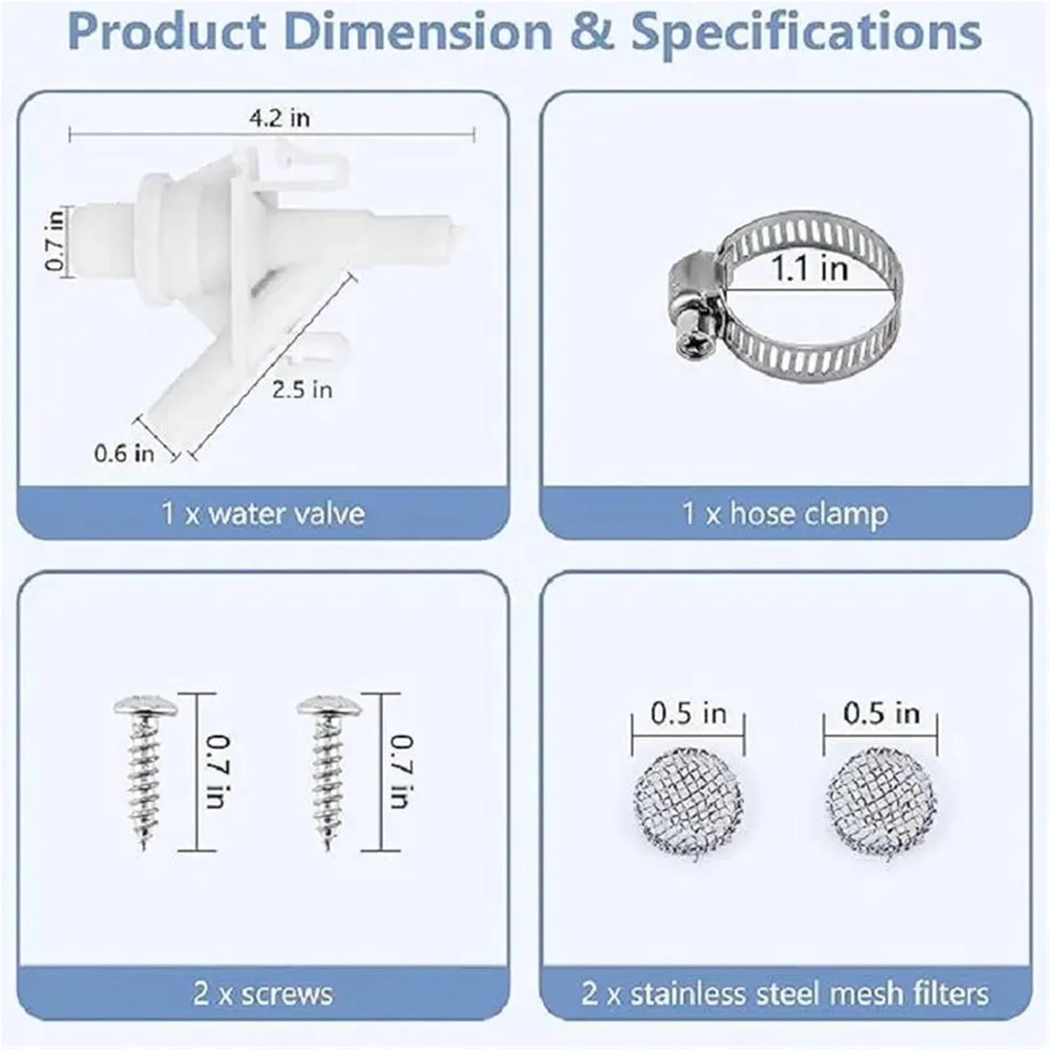 Upgraded Rv Water Valve Replacement Kit 4 PCS Plastic Water Valve Kit Durable Toilet for 300 310 320 Series for Pedal-Flush Toilets
