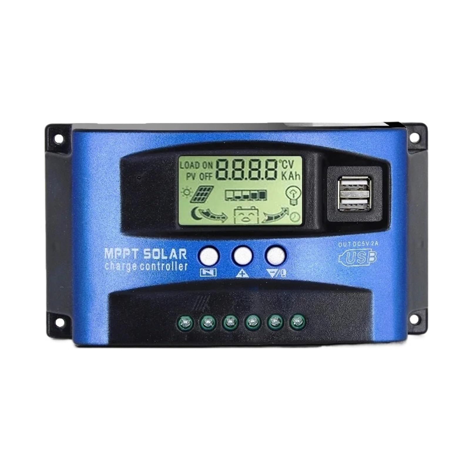 Solar Charge Controller, MPPT Solar Charge Controller 30A 40A 50A 60A 100A Dual USB LCD Display 12V 24V Cell Panel Charger Regulator With Load(30A)