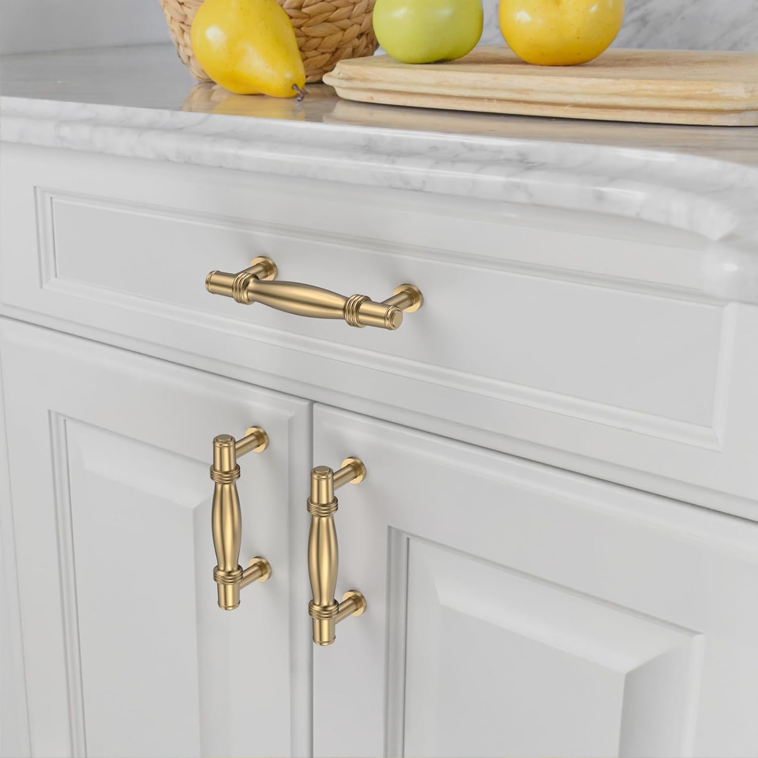 Amerdeco 10 Pack Champagne Bronze Cabinet Pulls 3 Inch(76MM) Hole Centers Kitchen Cabinet Handle Hardware Kitchen Handles for Cabinets Cupboard Handles Drawer Pulls ZH0080