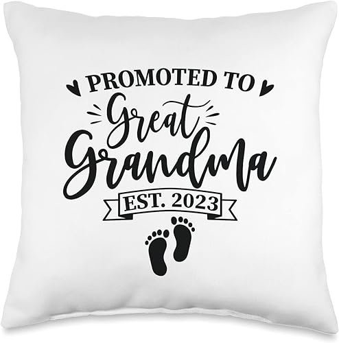 Smarty Pants Designs Promoted to Grandma est. 2023 - Almohada de regalo para abuela, 16 x 16 pulgadas, multicolor