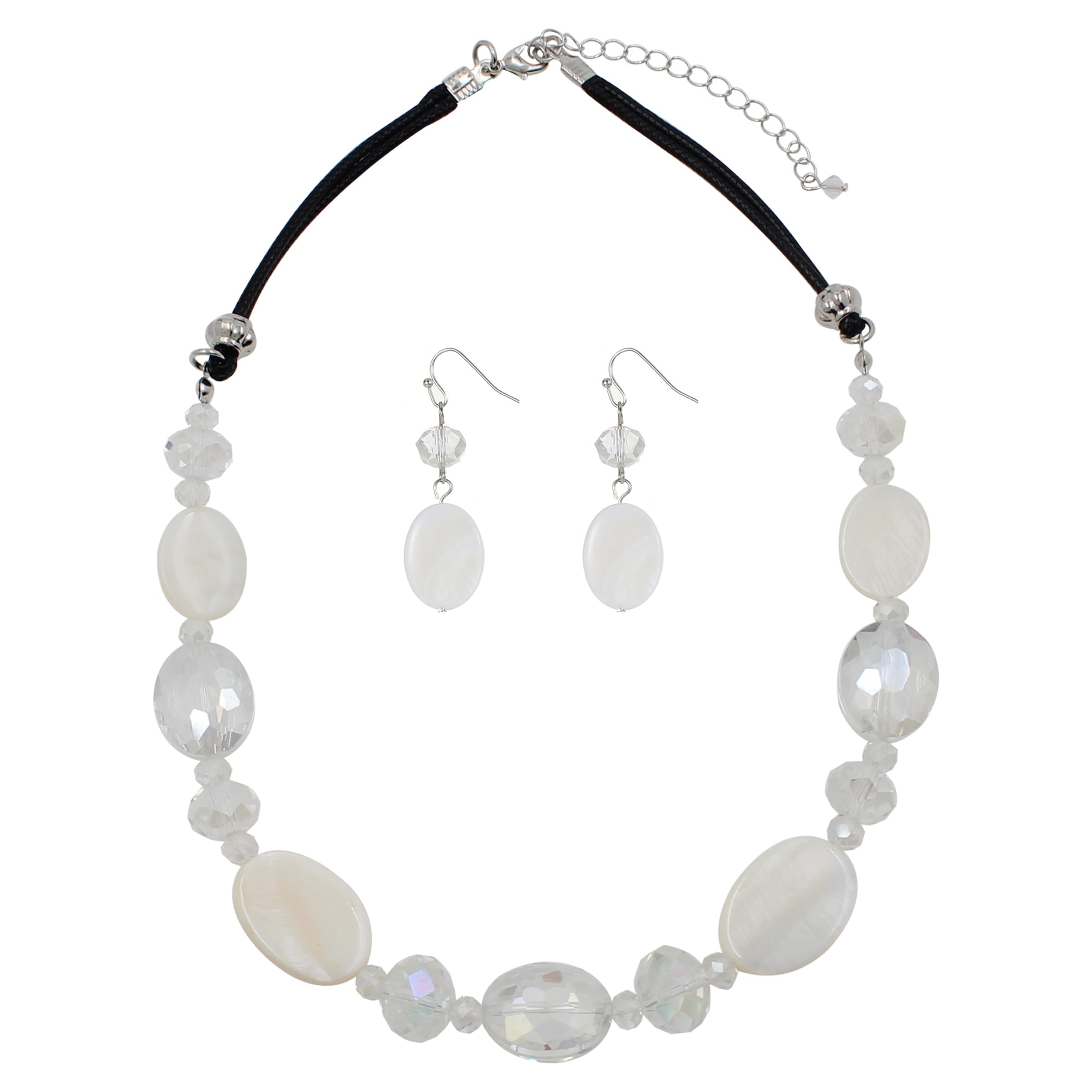 Rosslyons Multi Color Beaded Statement Necklace and Earrings for women Shiny Crystal Stone Beads Choker