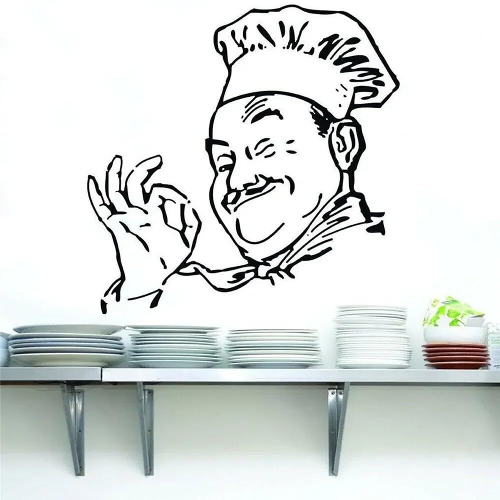 Large Chef Cooker Wall Sticker Kitchen Restaurant Dinning Room Chef Cook Cuisine Wall Decal Vinyl 45cmwidex45cmhigh