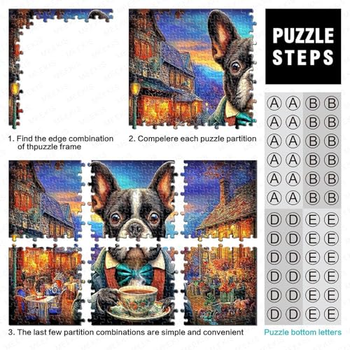 Rompecabezas de bulldog de 1000 piezas para adultos, puzzle ecológico de 70x50cm 4