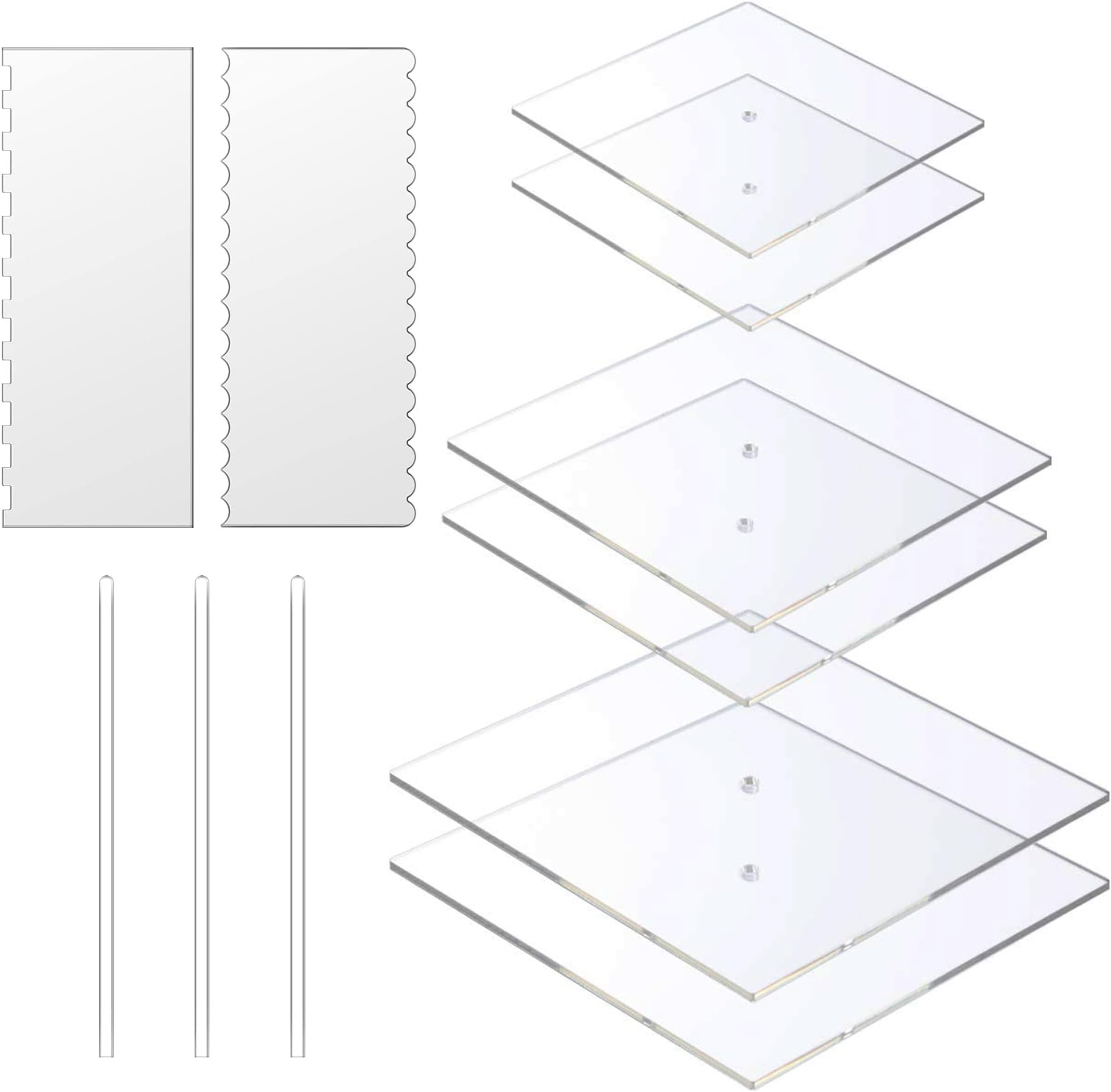 Coloch 11 Pieces Acrylic Cake Discs Set, Clear Cake