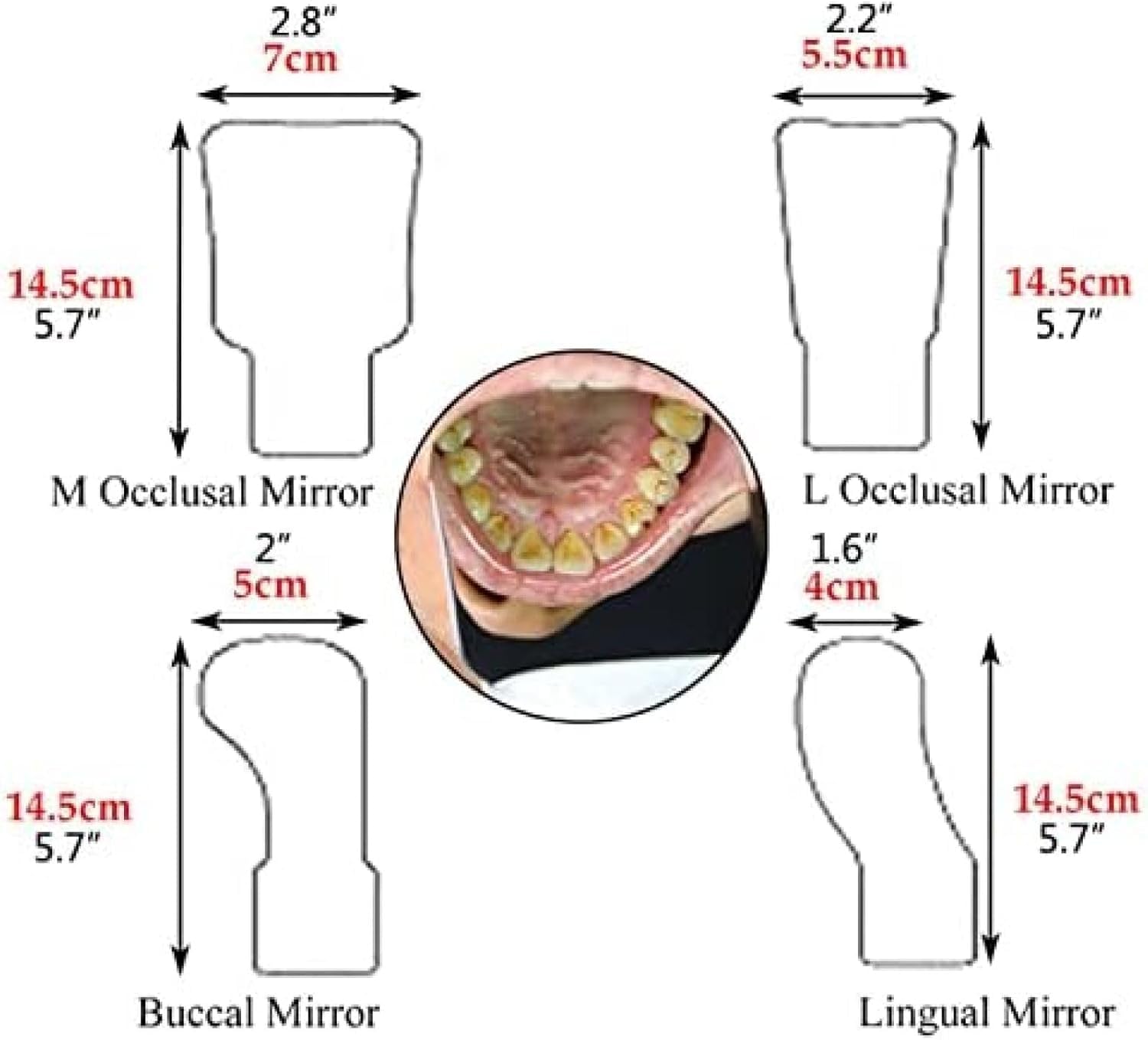 Specchio Fotografico Dentale, Specchio Intraorale, Specchio per La Bocca, Specchio per La Bocca Occlusale Dentale A Doppia Faccia Antiappannamento