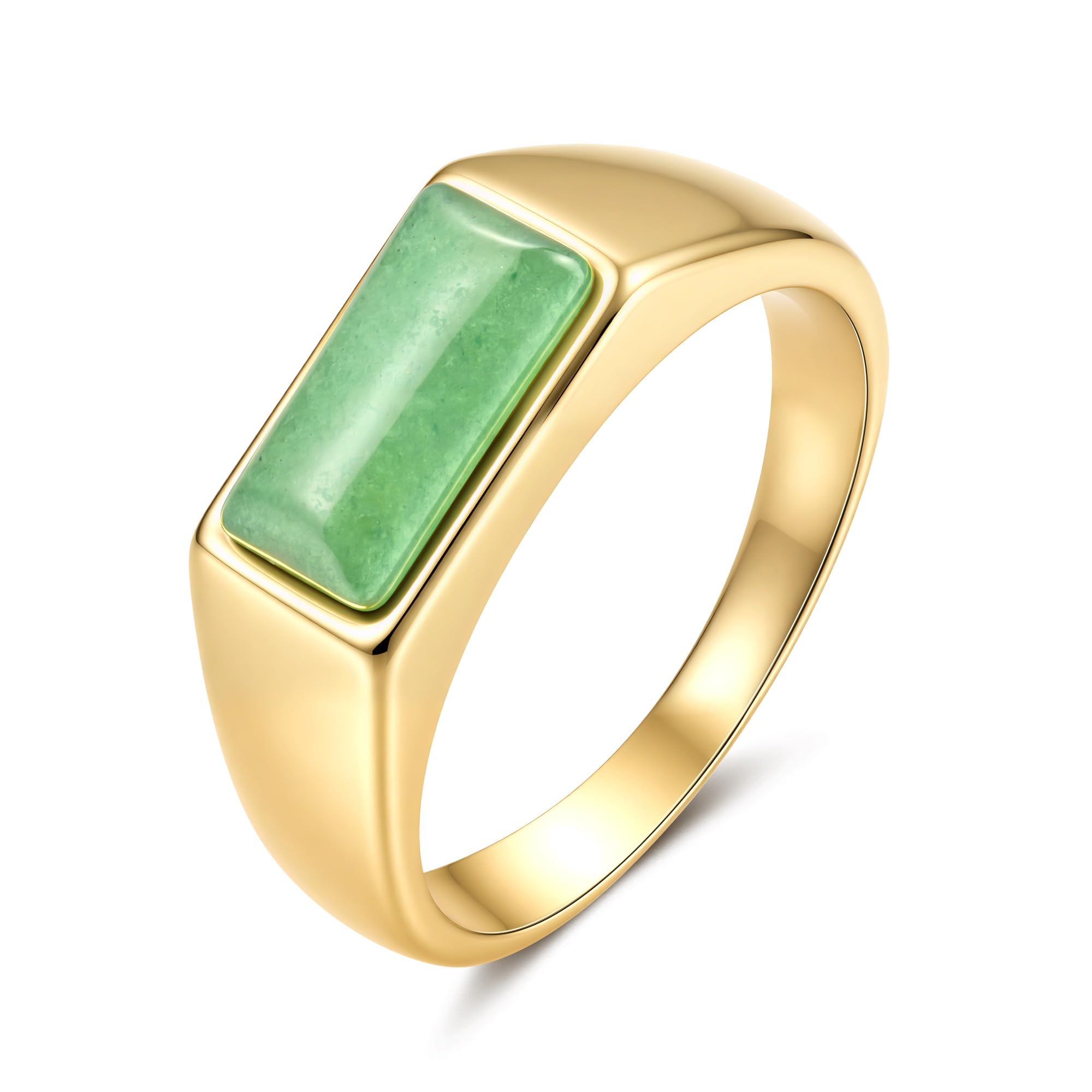 YeGieonr Gold Signet Rings for Women Non Tarnish Gold Rings, Waterproof Gemstones Statement Ring, 18K Gold Plated Stainless Steel Gem Stone Jewelry Gift for Everyday Wear