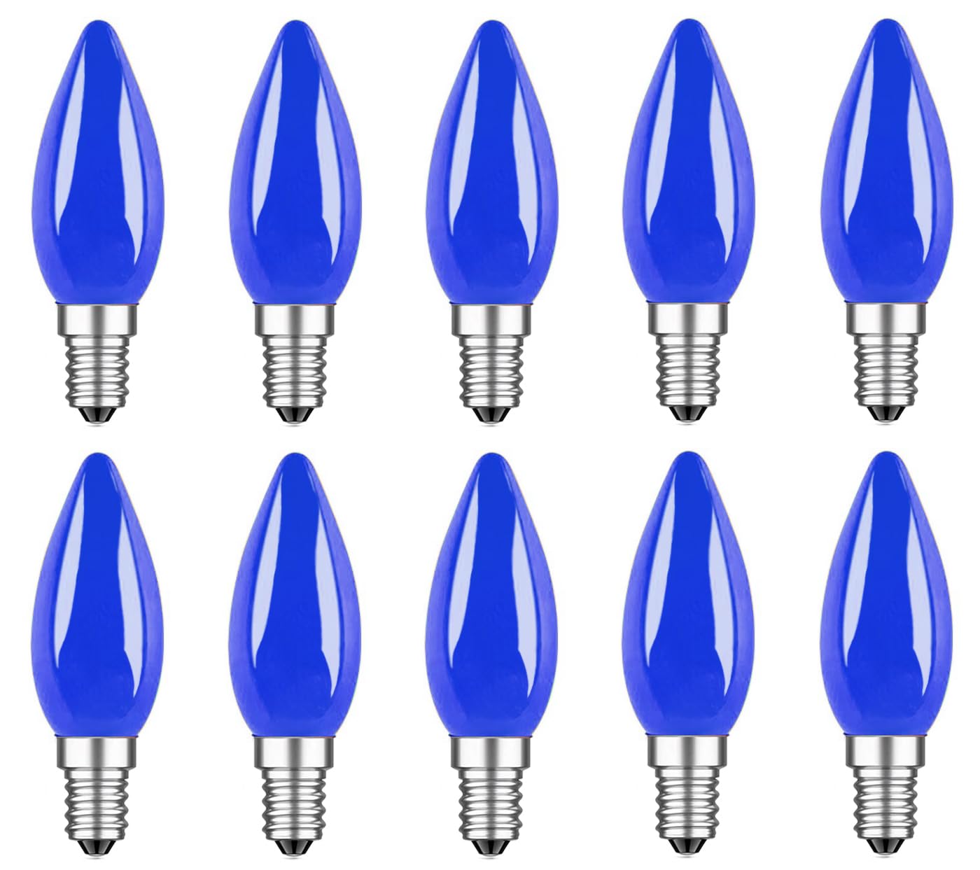 ZFQ E14 Coloured LED Light Bulbs 1W, SES Small Screw Light Bulbs, Blue Decorative LED Bulb, Decoration for Fairy Lights, Christmas, Halloween, Party, Gathering, Bar, Ambient Lighting, Pack of 10 — image 1
