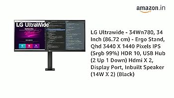 LG Ultrawide - 34Wn780, 34 Inch (86.72 Cm) - Ergo Stand, Qhd 3440