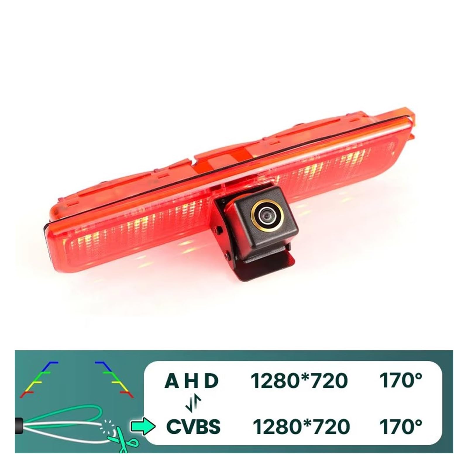 Per Caddy Per Panel Per Life 2003-2019 AHD 1080P Obiettivo Fisheye LED Luce Di Freno Del Veicolo Videocamera Vista Posteriore camera retromarcia(CVBS720P-AHD720P)
