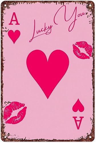 SXUZUSF Trendy Retro Wall Art Set, Lucky You Poster Vintage Metal Tin Sign For Home Room Hallway Bathroom Office Wall Decor Size 12x8 Inch