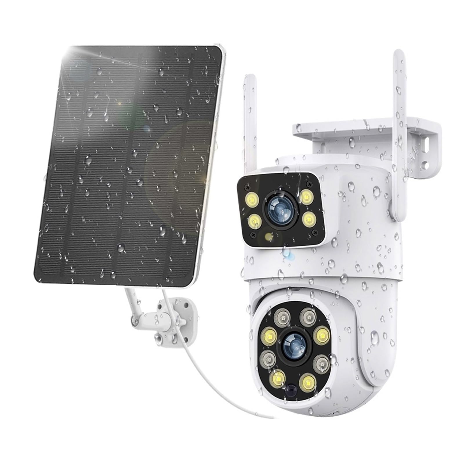 JVDDI 4MP+4MP 8MP Dual Lens Battery Solar WiFi Dual Screen Human Motion Tracking Outdoor Security Surveillance FHD Camera(Camera 32G)