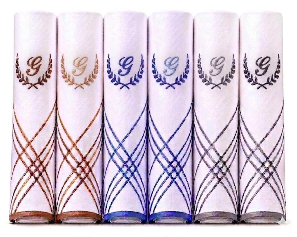 Men’s Initial Alphabet Handkerchiefs | Premium Cotton Personalized Hankies with Letter Embroidery (A–Z) | Soft Absorbent & Reusable | Formal Wedding & Gift Use Pack of 6-picture-10