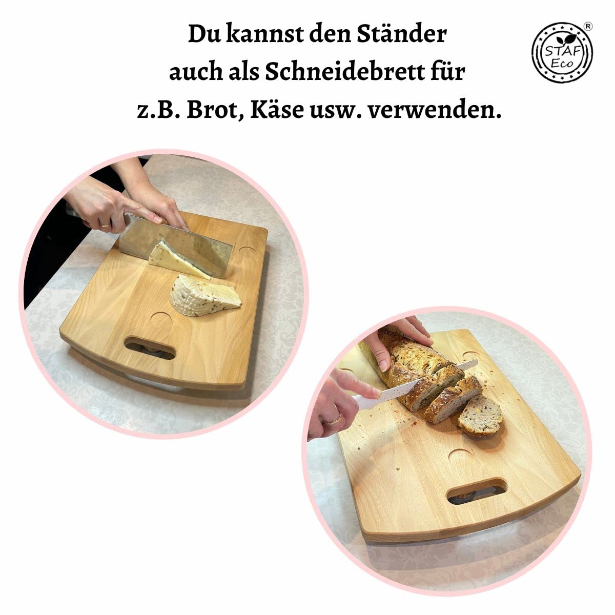 STAFECO® Planche à roulettes pour Thermomix en bois 100 % TM6 TM5