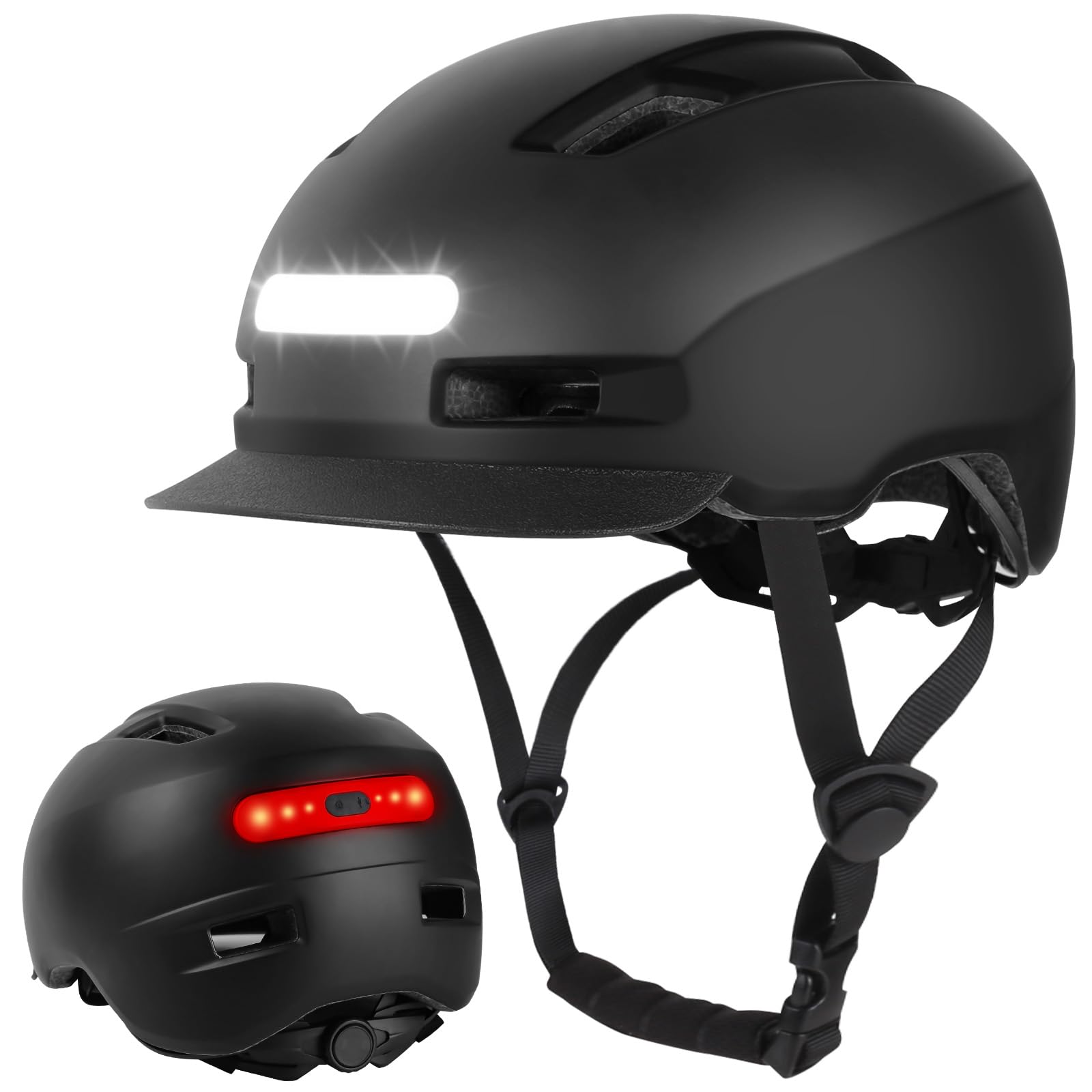 Shinmax Bicycle Helmet for Men and Women Bike Helmet with Light, 5 Modes, Bicycle Helmet with Visor, Mountain Bike Helmet