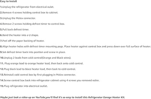 Miniatura 5 de 5303918301 Kit de calentador de garaje para refrigerador Frigidaire Kenmore AP3722172 PS900213 AH900213