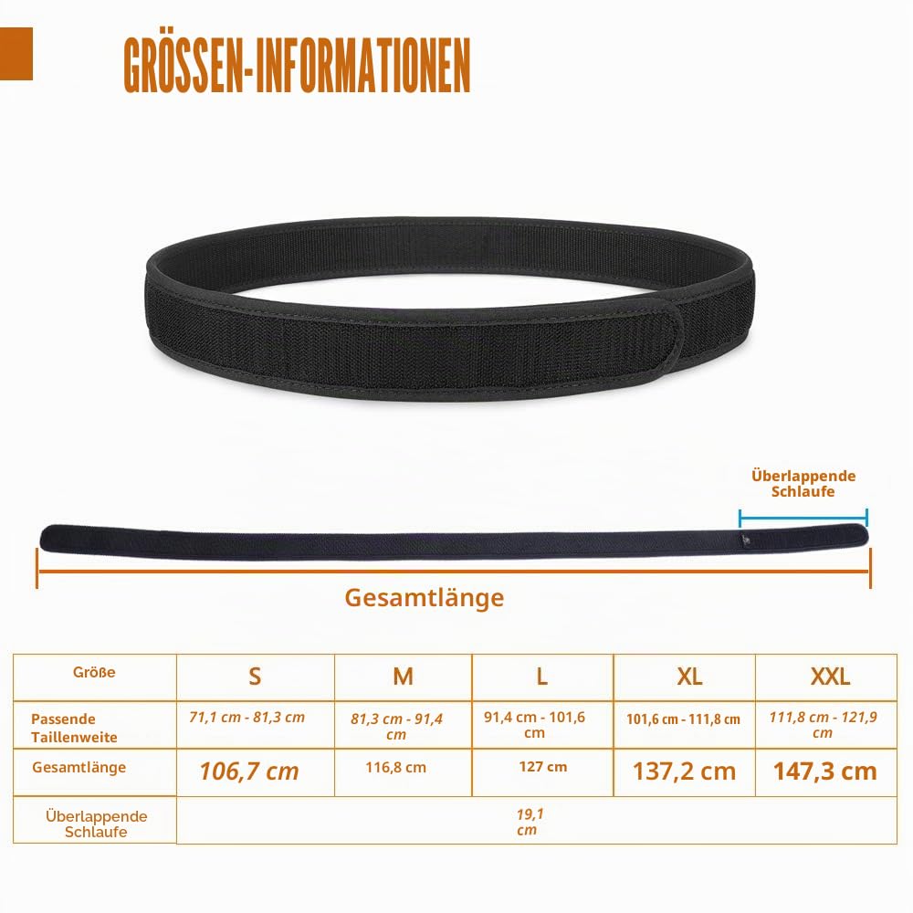 Innengürtel Taktischer Gürtel Zubehör für Einsatzgürtel 1,5 "Hakenfutter Gürtel Schwarz (S)