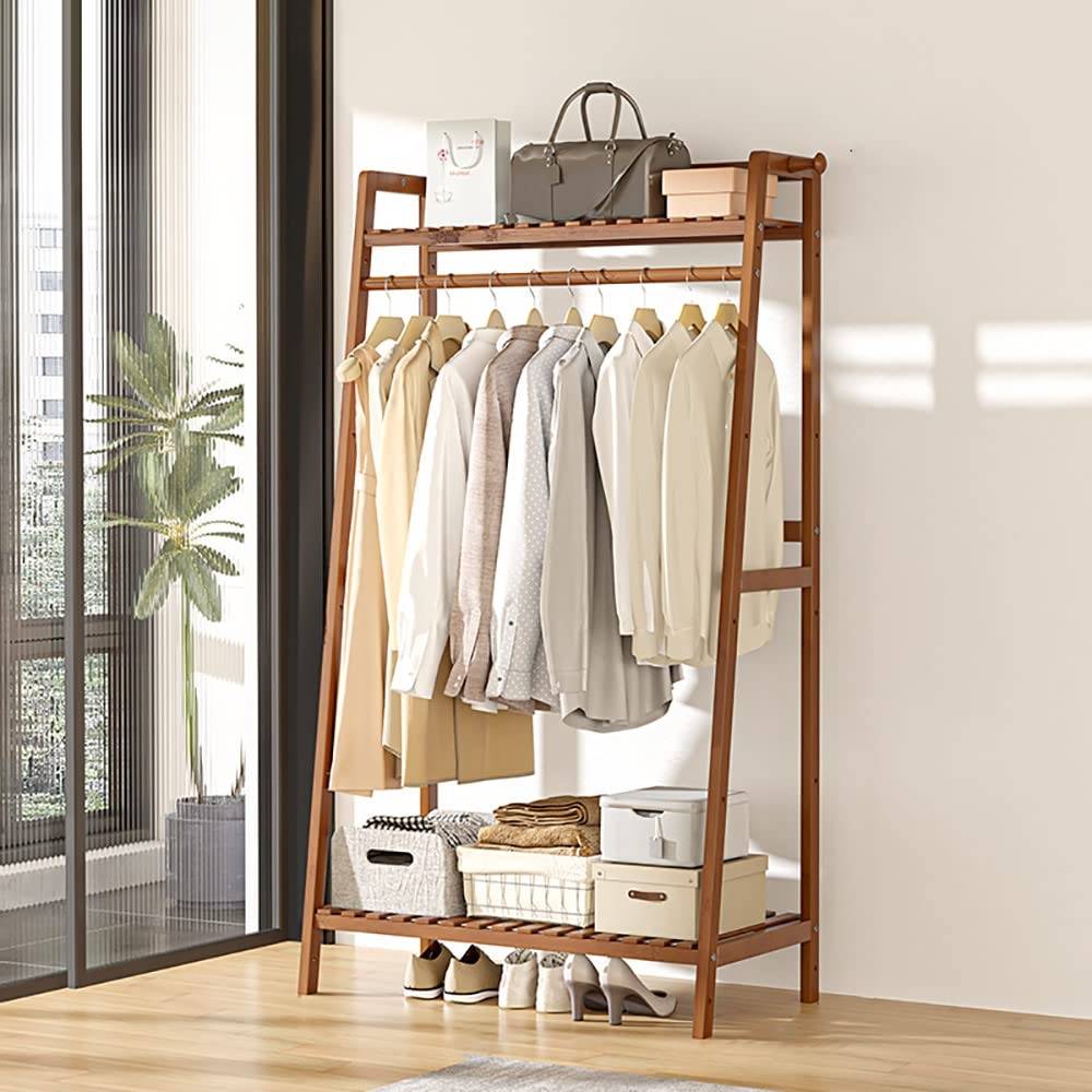 Stand Appendiabiti elegante con Barra Porta Abiti e 1 Ripiano in Metallo