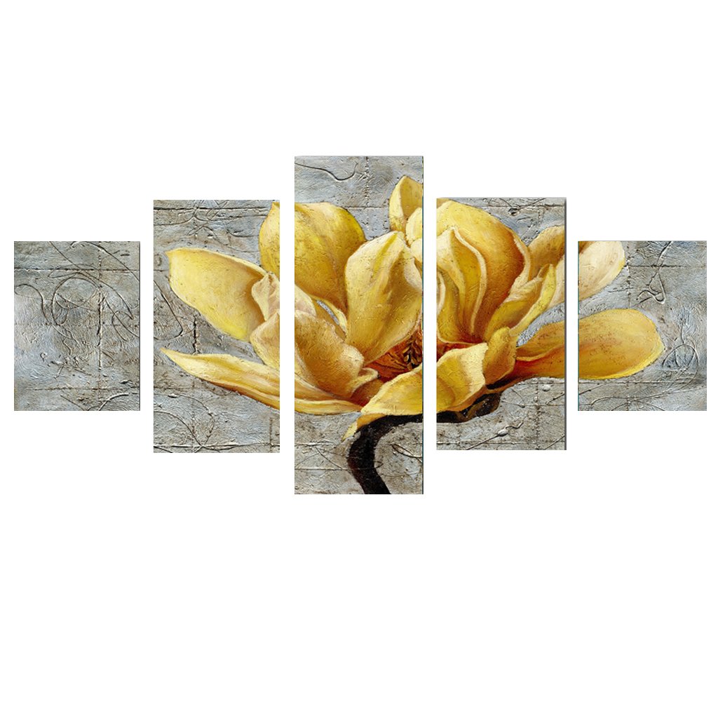 Segolike 5 Pieces Canvas Decor Wall Art Paintings Living Room Decorative Hanging Picture Set - 30/40/50cm, yellow orchid-image-45