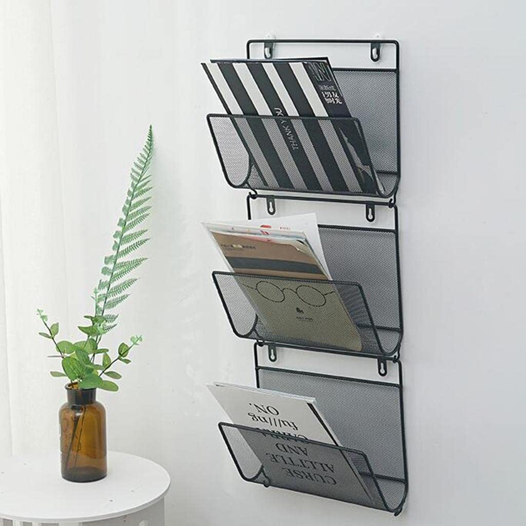 Magazine Holder Wall Mounted Rack for Magazines Books Newspapers Black-image-16