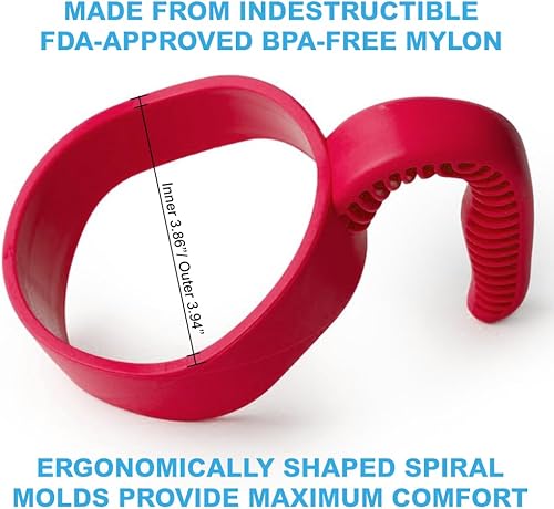 Miniatura 3 de Hyturtle 1 asa de vaso rojo elegante y funcional para vasos de 30 onzas, agarre seguro, ligero, apto para lavavajillas, ideal para viajes y