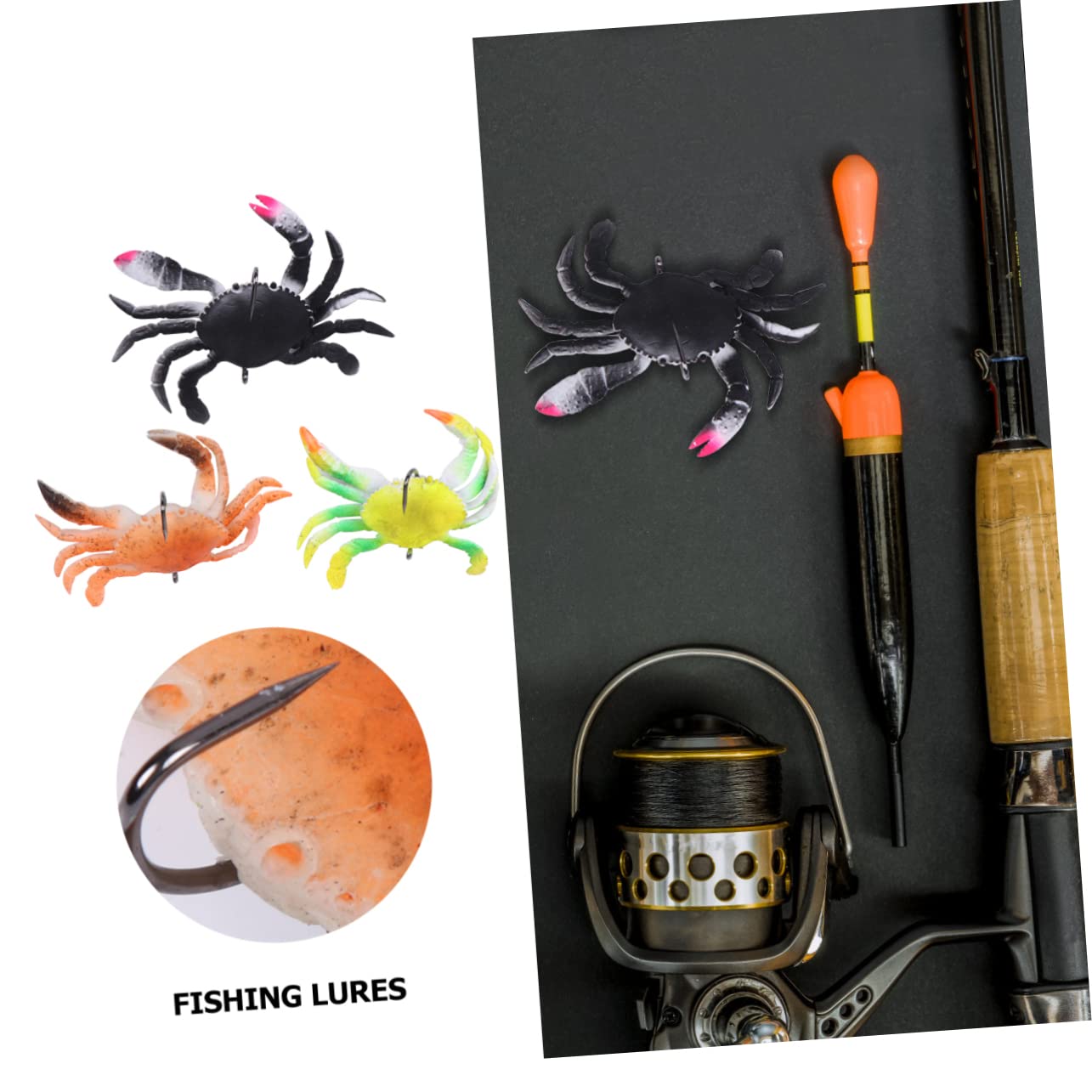 VANZACK Leurre Crabe Fournitures De Pêche Appâts De Crabe Appâts De Simulation Leurres De Pêche à L'achigan Leurres De Au Sébaste Faux Leurres De e Carpe Leurres PVC