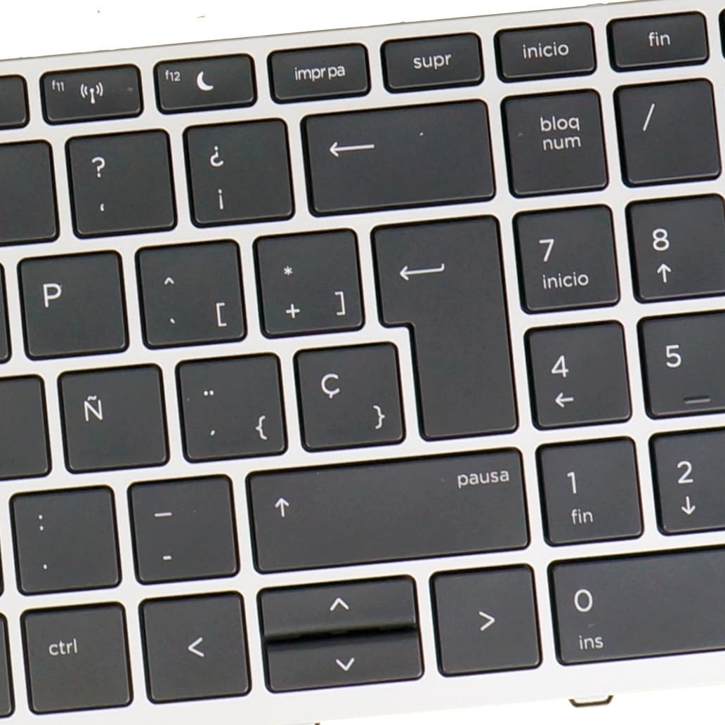 SP - Teclado para HP Probook 650 G4, 650 G5, L00741-071 L09595-071, retroiluminado, con marco plateado, con TrackPointer