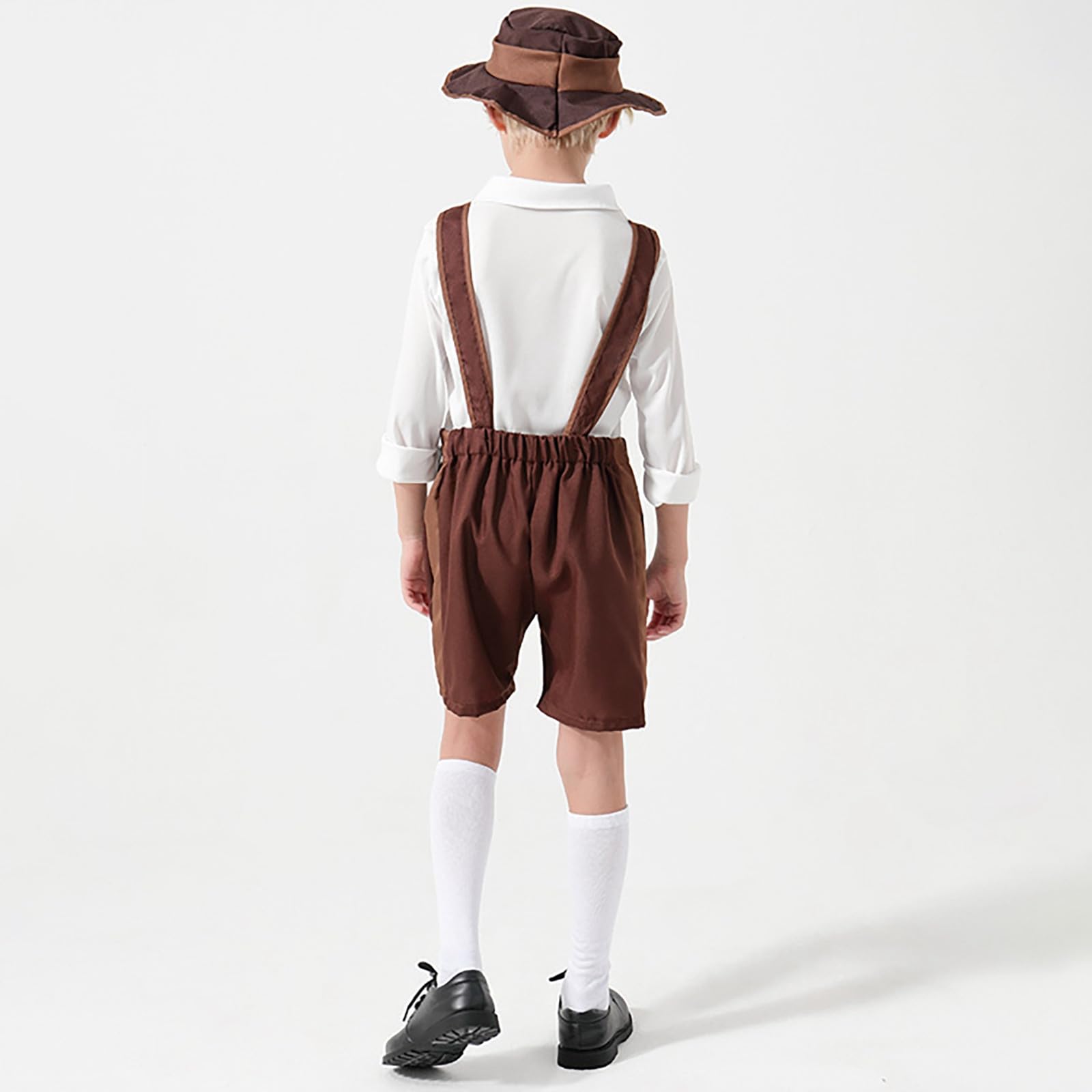 2-12 Years Oktoberfest Outfit for Kids Boys Drindl Lederhosen Fancy Costume Short Sleeve Shirts Lederhosen Socks German Bavarian Outfits for Beer Festival Halloween Carnival - Image 5
