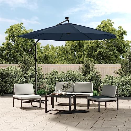 Homgoday Lona de repuesto para sombrilla en voladizo azul, 300 cm, sombrilla de jardín, playa, pesca exterior, cortavientos, portátil, para balcón, terraza, exterior, piscina