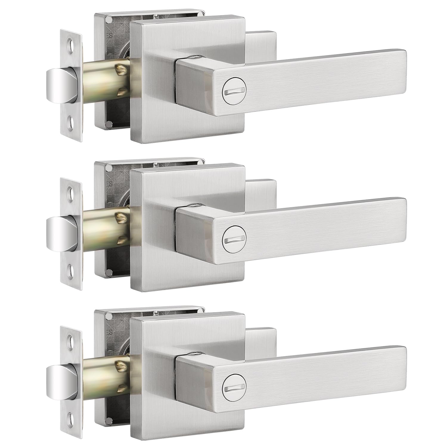 Poignée de porte pour portes gauche/droite lot de 3 boutons intérieurs carrés