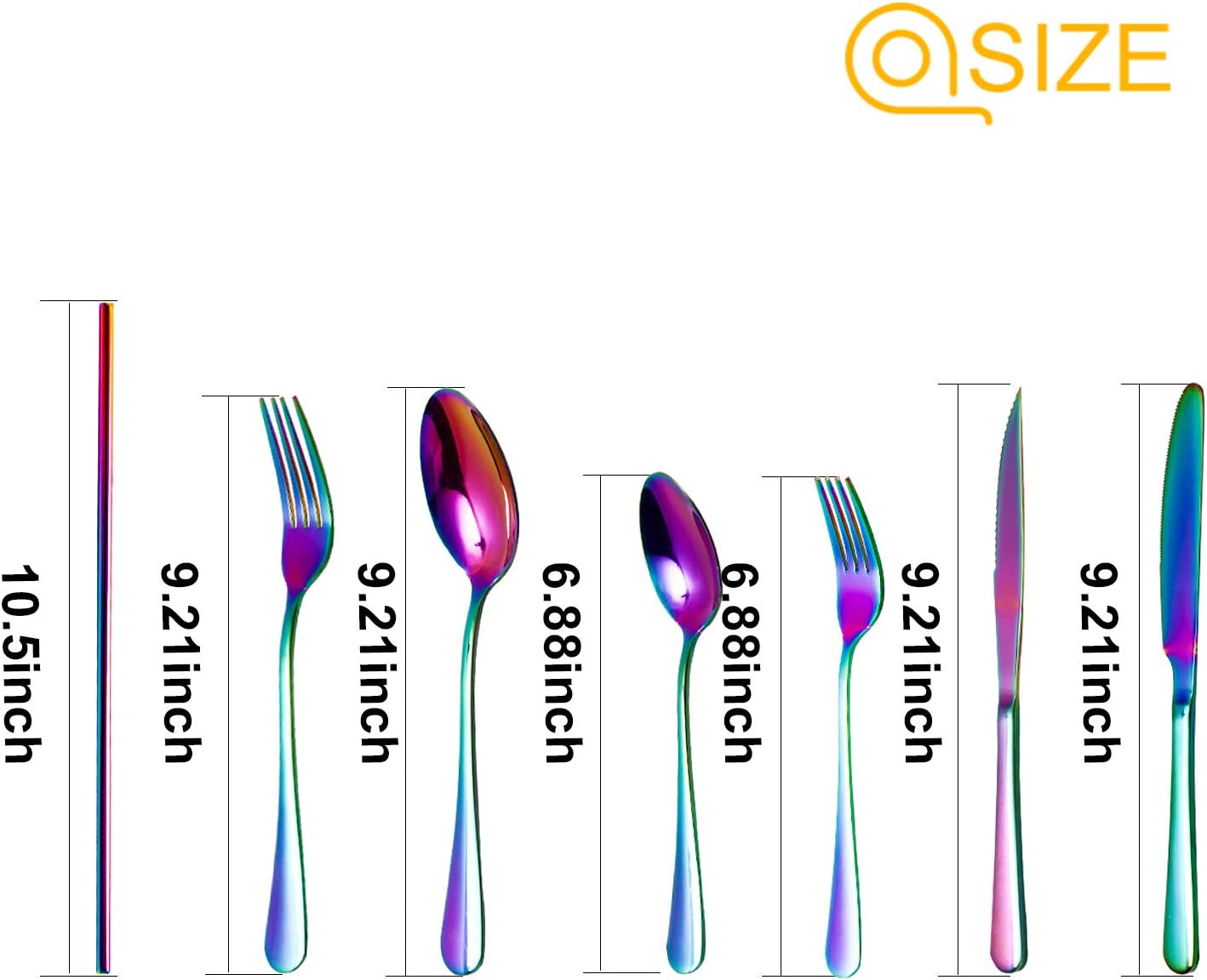 Silverware Set,WOAIWO-Q 28 PCS Stainless Steel Flatware Set for 4 People, Cutlery With Wire Mesh Holder Storage Trays Mirror Polish,Dishwasher Safe (Rainbow)