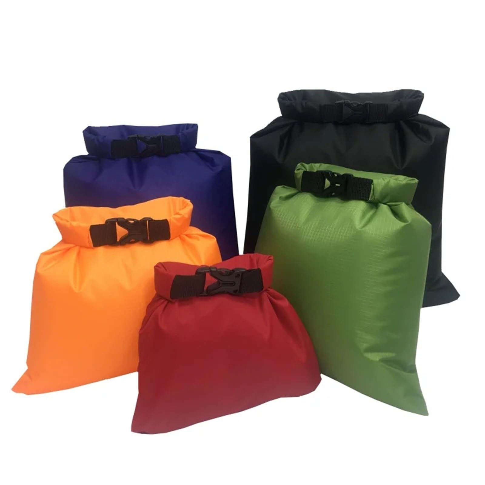 Sac Étanche Sac Sec de Natation étanche en Plein air, 5 pièces, Sac Rangement à Boucle Plage, Sacs Camping la dérive et plongée apnée avec Crochet Sangle réglable(Orange)
