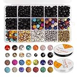 CHAKRA BEADS: 11 verschiedene Stile mit jeweils 4 Perlen (natürlicher Amethyst, gefärbter Lapislazuli, Türkis, synthetischer Smaragdstein, Tigerauge, synthetischer Bernstein, roter Achat usw.). Einzigartige Perlen mit tollen Farben!