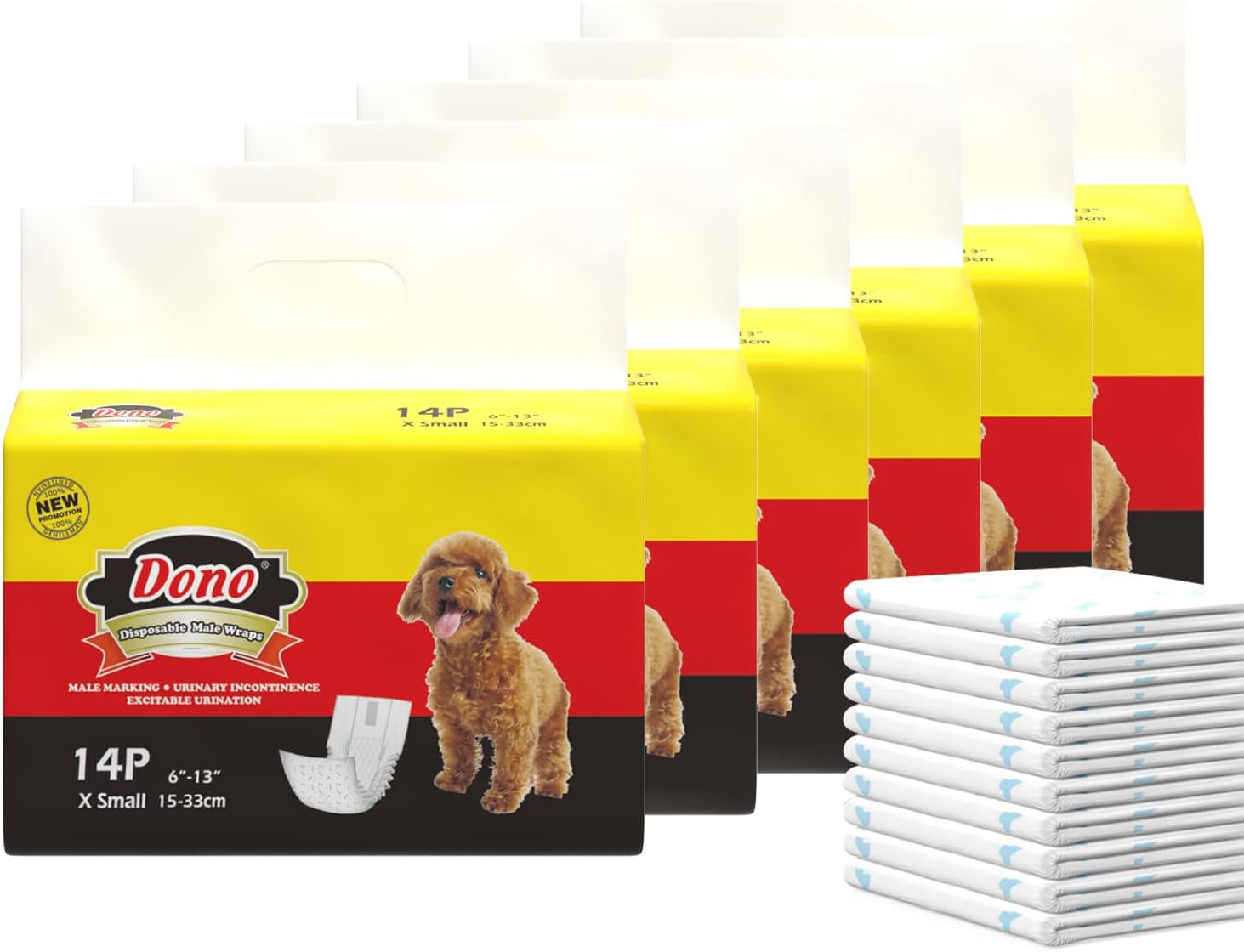 Dono Pannolini per cani e animali domestici, usa e getta, per cuccioli e cani, super assorbenti (6XS -84count)