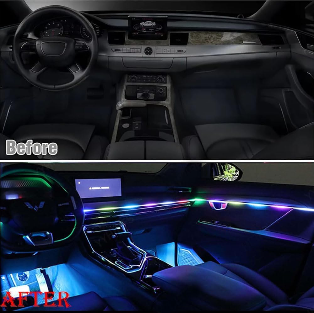NeoFlow Dynamic RGB Interior Light Kit, Lampe LEDs Voiture Interieur, RGB Bande LED Voiture, Éclairage Intérieur, Contrôle APP, Lampe LED Accessoire Voitures, Accessoire Voitures Interieurs (A)