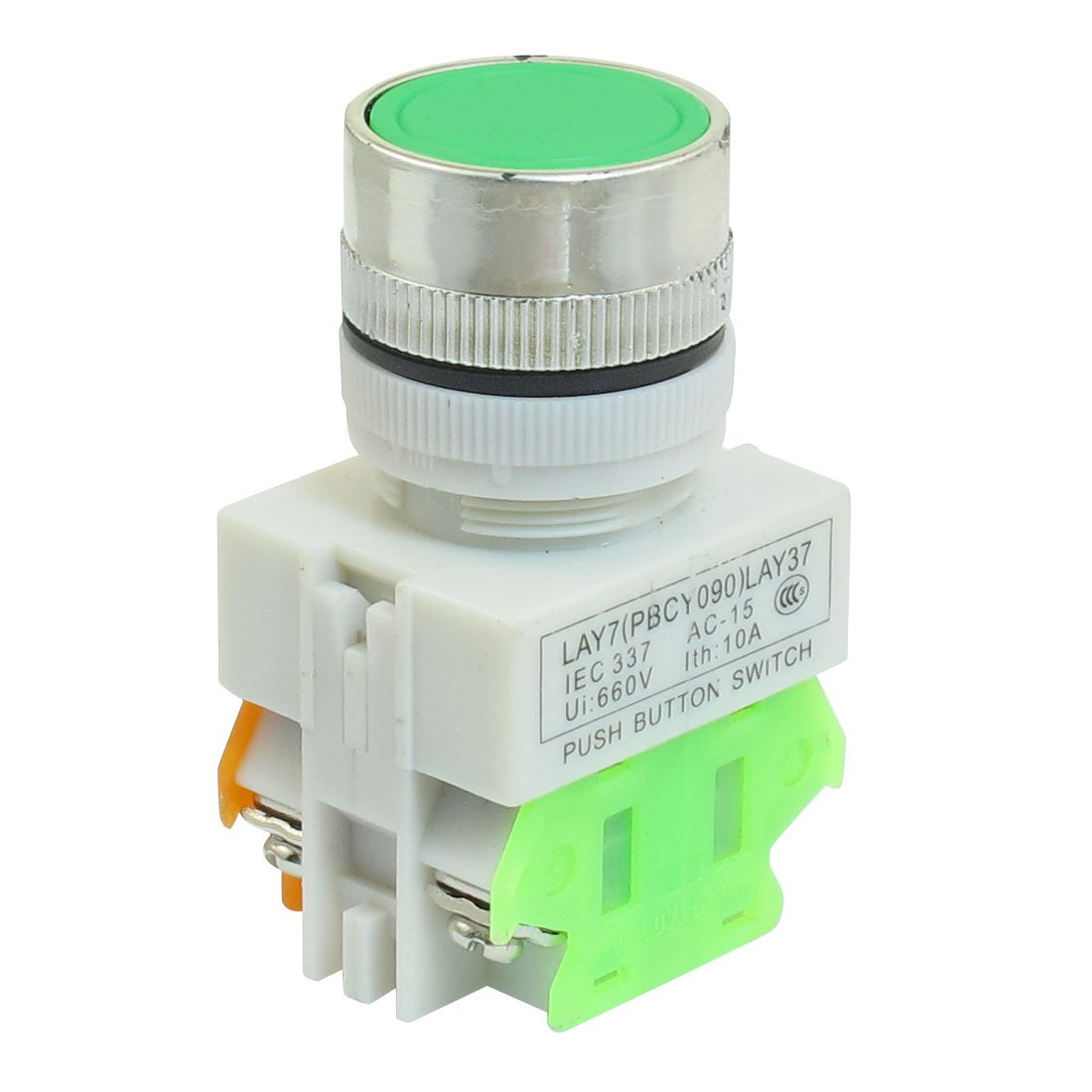 IIVVERR Round Green Cap DPST 1NO 1NC Momentary Push Button Switch 660 ν 10A(Conmutador momentáneo de botón pulsador verde redondo DPST 1NO 1NC 660 ν 10A