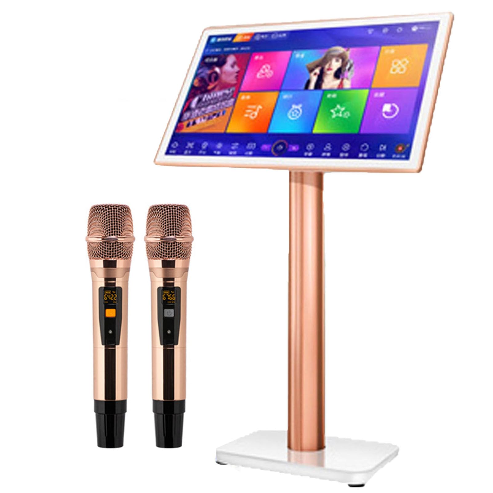 Macchina Karaoke con Display Testi, Grande Schermo, Microfoni Wireless, Touch Screen 4K per Feste, TV, Eventi All'aperto