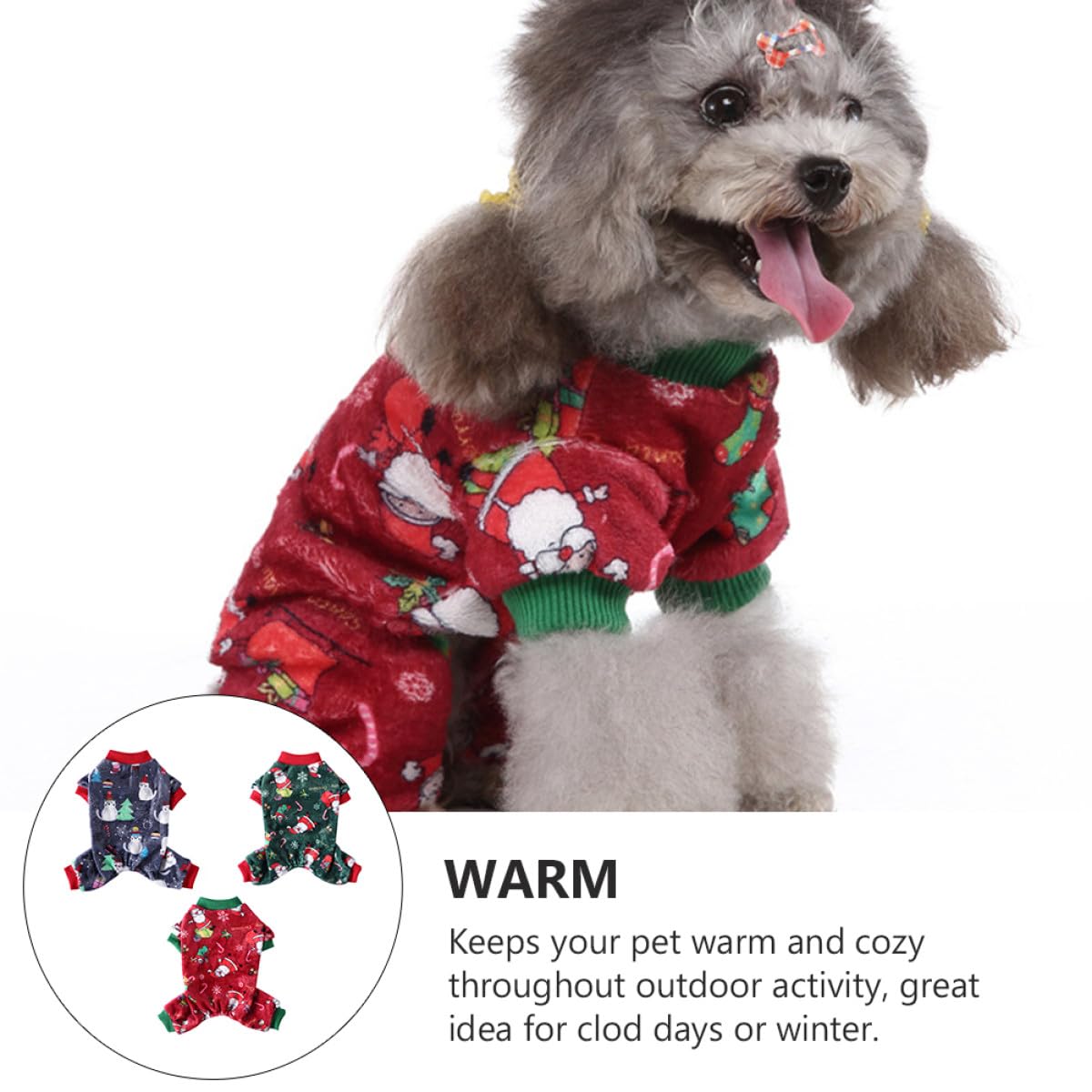 INOOMP Weihnachtliche Hundebekleidung aus Korallfleece 3 Stück mit Schneeflocken und Rentiermotiv Warm und Gemütlich für Kalte Tage im Auto und Zuhause