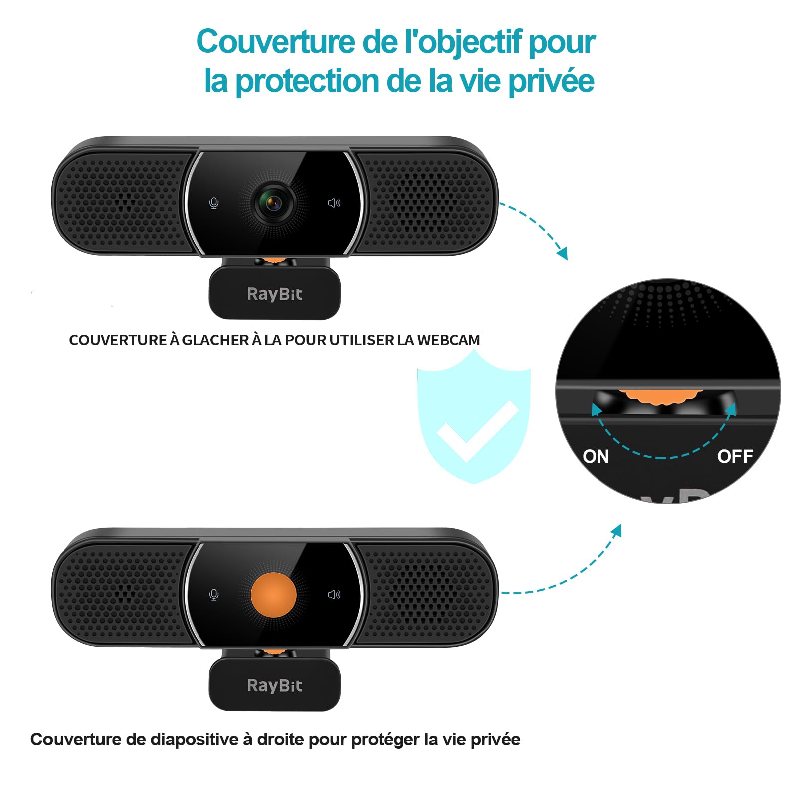 3 en 1 Webcam, 2K HD USB C Webcam avec Microphone, Haut-Parleur et Cache, Web Caméra d’Ordinateur pour PC, Desktop, Ordinateur Portable, Laptop, Video, Youtube, Skype, Teams, Zoom, Streaming