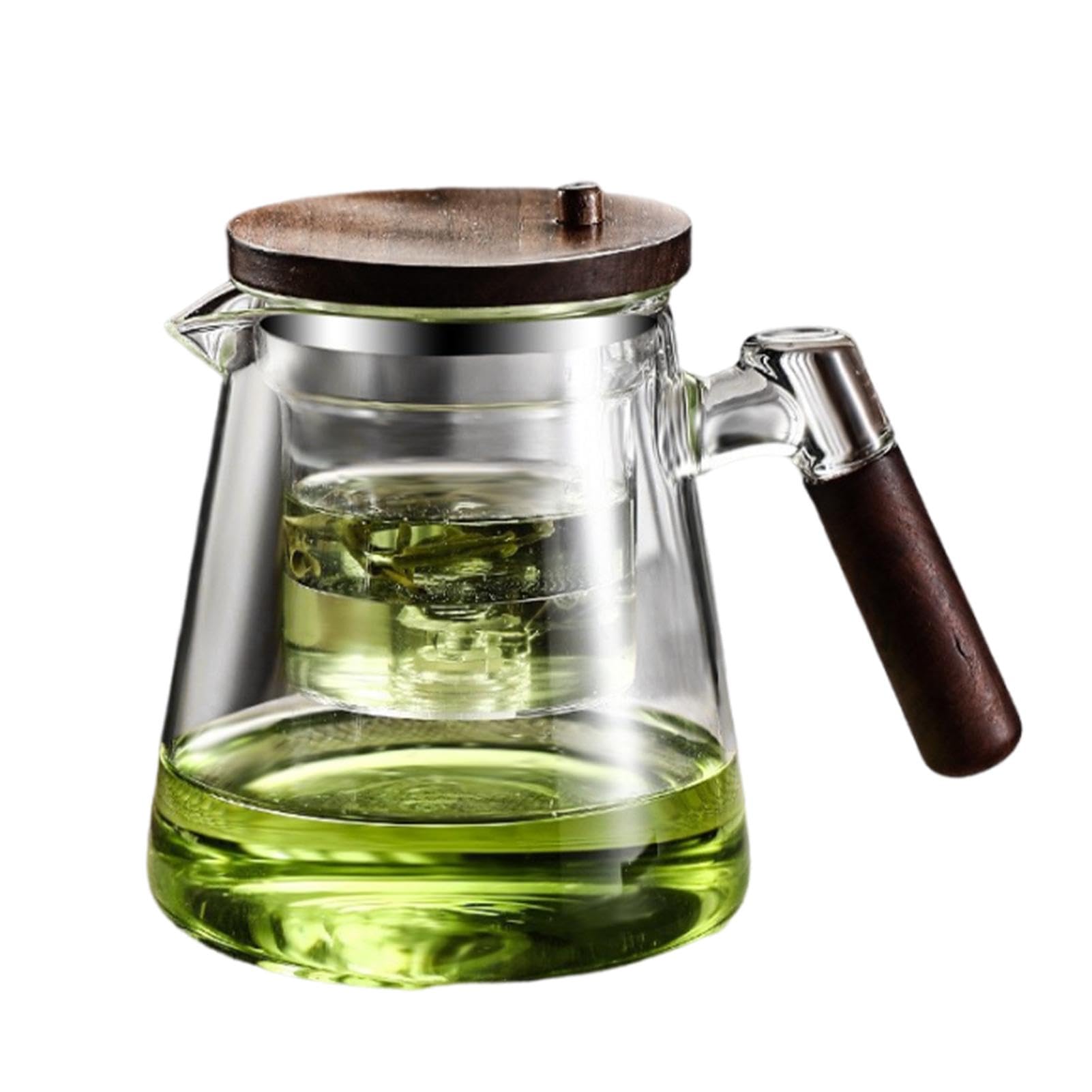 Enchanti Tea Pot, Press Teapot with Strainer, Teapot with Wooden Handle, 750ml Teapot for Loose Tea, Tea Water Separation Teapots for Tea Water Separation (Gray, Transparent)