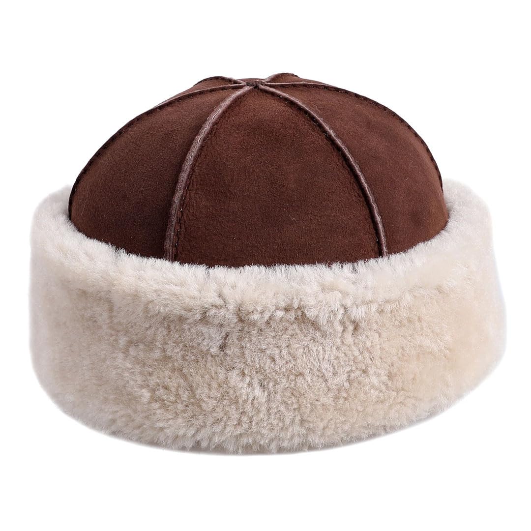 Gorro unisex de piel de oveja auténtica, gorro de lana de oveja, gorro de invierno cálido y suave