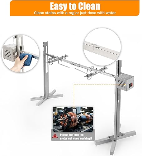 Miniatura 6 de Parrilla eléctrica de asador de 53 pulgadas, kit de parrilla resistente de capacidad de 88.18 libras, motor automático de 25 W y soporte universal