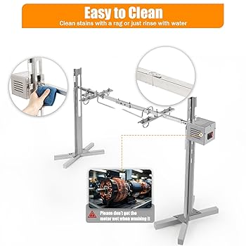 KFFKFF 46-Inch Electric Grill Kit, 52-Watt Automatic BBQ Rotisserie Grill Height Adjustable Outdoor Large Stainless Steel 132 Lb 60 Kg Universal Kit Pigs