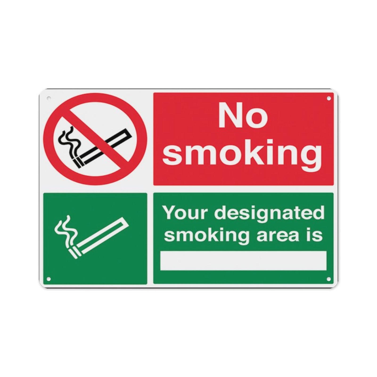 peiyeety No Smoking Your Designated Smoking Area Is Aluminum Tin Warning Signs For Home Outdoor Garden 12X16 Inches