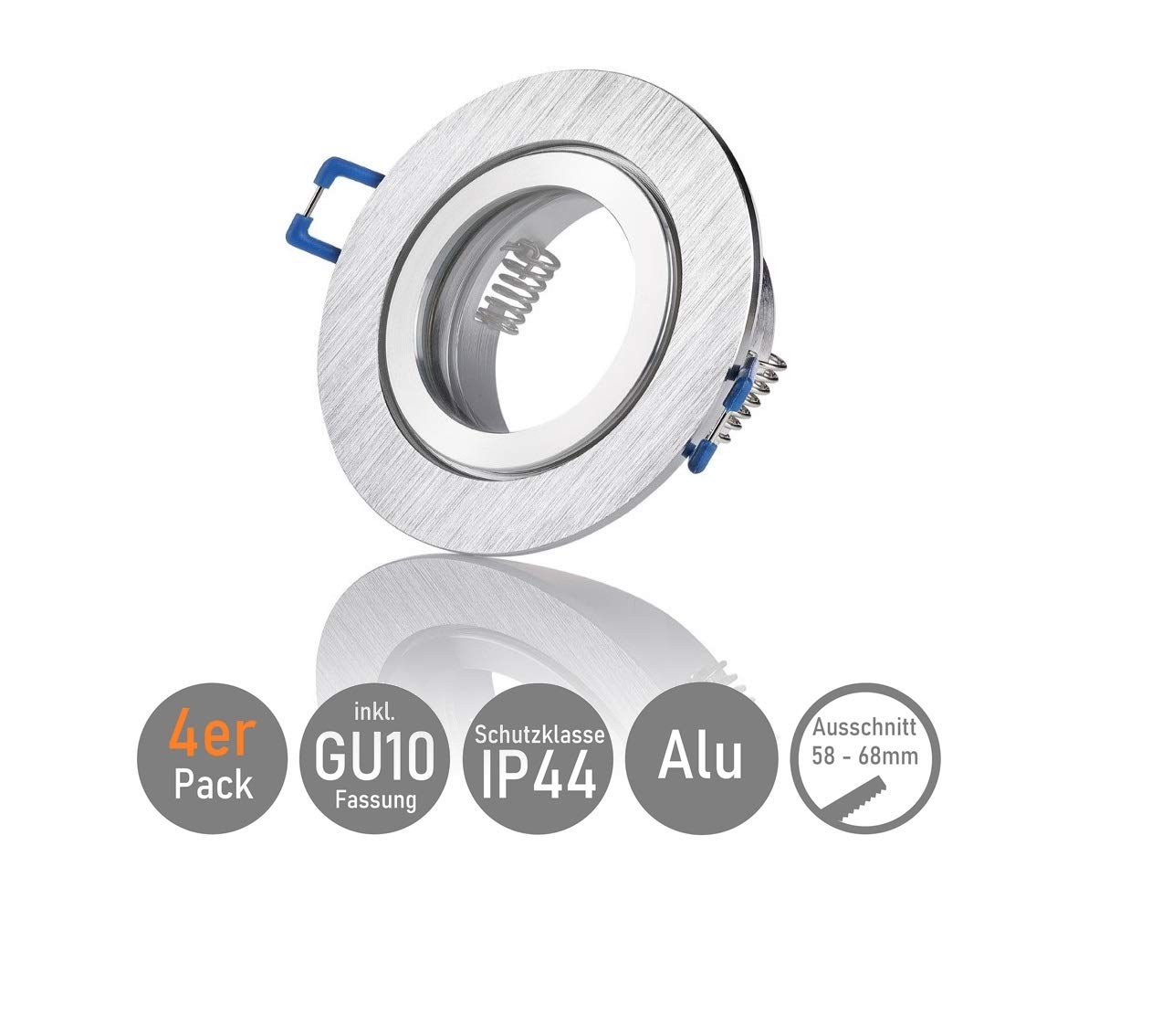 4 Faretti Da Incasso LED Sweet - IP44 Per Bagno - Portalampada GU10 - Diametro 84mm, Colore Argento - Foto 7