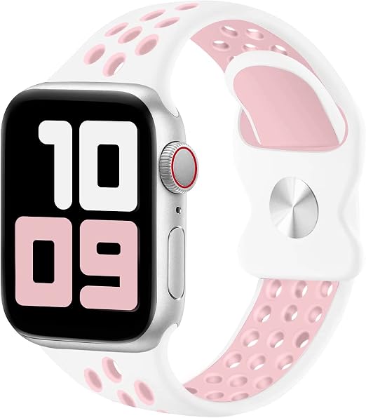 Fengyiyuda Sostituzione sportiva in silicone compatibile con cinturino  Apple Watch 38mm 40mm 41mm, compatibile con iWatch serie 6/5/4/3/2/1/SE/7  White\u0026Pink-38/40/41mm-S : Amazon.it: Elettronica