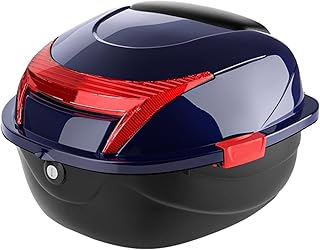 Baúl Trasero para Motocicleta, portaequipajes con Cerradura, baúl Superior para Guardar Casco, Mochila Impermeable con Carcasa rígida de ABS (Color: Azul Oscuro, tamaño: 37 x 41,5