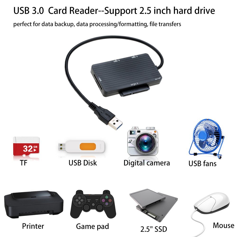 Portatile USB 3.0 multipla 2 USB 3.0 Hub & SATA 3.0 e lettore memory card TF ms adattatore convertitore per computer portatile PC MacBook